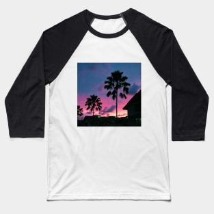 Summer Palm Trees Pink Skies Baseball T-Shirt